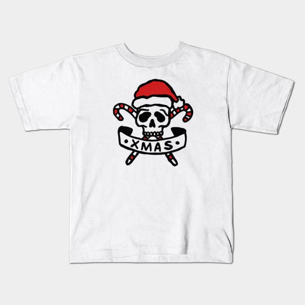 Christmas Skeleton and candys Kids T-Shirt by Tropical Blood